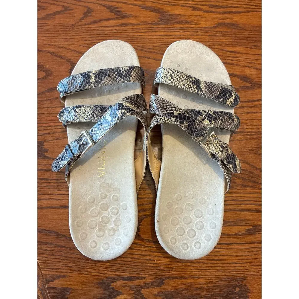 Vionic Women's Kira Slides Sandals Strappy Snake Print Size 10